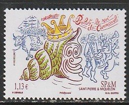 2013 St. Pierre and Miquelon - Sc 966 - MNH VF - 1 single - Bulot, the Carnival