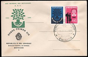 Uruguay 657,C207, FDC, World Refugee Year