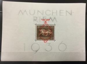 (BJ Stamps) GERMANY, B105. 1937 Souvenir Sheet of 1. FVF, OG, MNH. CV $150.00.