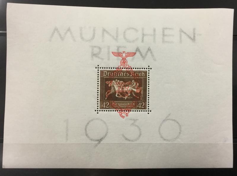 (BJ Stamps) GERMANY, B105. 1937 Souvenir Sheet of 1. FVF, OG, MNH. CV $150.00.