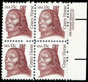 PCBstamps   US #1855 CW 52c(4x13c)Crazy Horse, MNH, (CW-2)