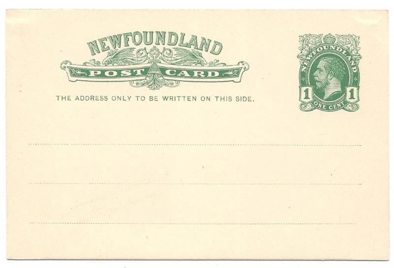 Newfoundland Canada 1915 HG 12 KGV 1c Green Postal Stationery Card VF Unused