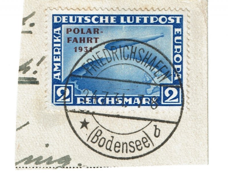 Germany C 41 used on piece.  Postmark of July 24, 1931.  VF