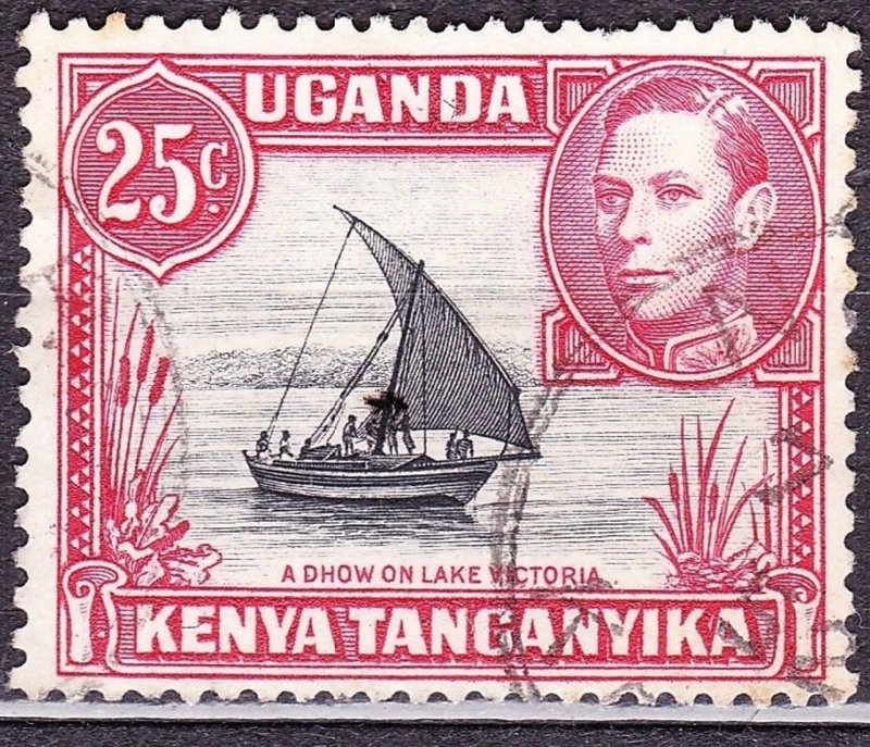 KENYA UGANDA TANGANYIKA 1952 KGVI 25c Black & Carmine-Red SG140 FU