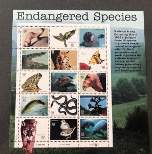 US scott# 3105 sheet of 15 stamps 32c Endangered Species MNH