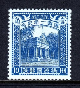 MANCHUKUO — SCOTT 22 — 1933 10f OLD STATE COUNCIL BUILDING — MH — SCV $40