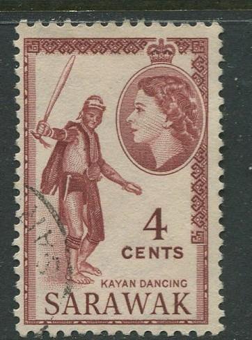 Sarawak -Scott 199 - QEII Definitives - 1955 - FU - Single 4c Stamp