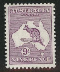Australia Scott 122 MH* Kangaroo wmk 228 from 1931-36 set