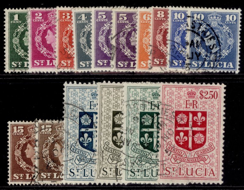 ST. LUCIA QEII SG172-184, 1953-63 complete set, FINE USED. Cat £22. 