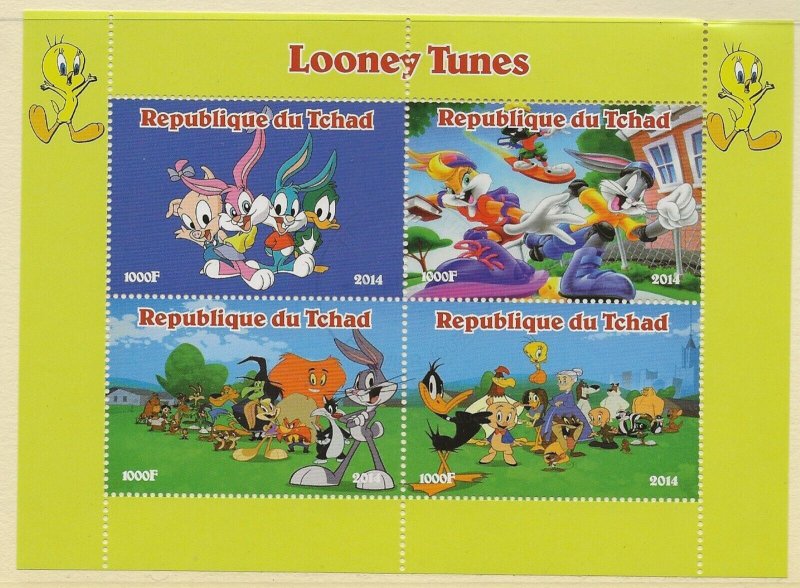 Thematic Stamps Disney Chad 2014 Looney Tunes sheet of 4 values used