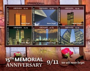 Grenada - 2016 - 9/11 15th Memorial Anniversary - Sheet Of 6 - MNH