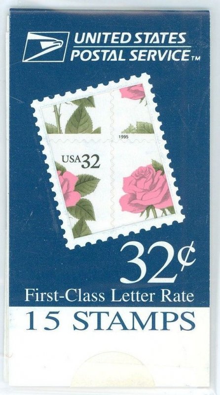 (B) USA Scott #BK178A Pink Rose Booklet of 15 Stamps  MNH Item #3609
