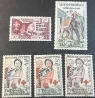 LAOS # B1-B5--MINT/NEVER HINGED*---2 COMPLETE SETS---SEMI-POSTAL---1953-60