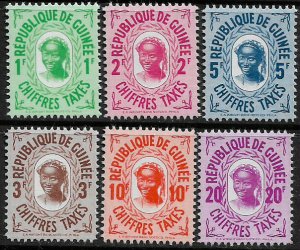 Guinea #J36-41 MNH Set - Postage Dues - Woman's Head