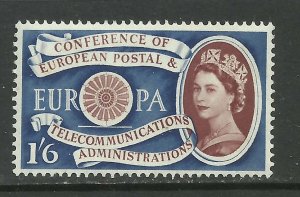 GB 1960 QE2 1/-6d CEPT MM Error Brown shift up  SG 622 ( T246 )