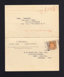CANADA: WEBB #P30d 1c & 1/2c Admiral USED Message/Reply Postal Card