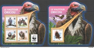 2016 Djibouti Wwf Vultures Birds Of Prey #1319-1322+Bl421 ** Nw0586