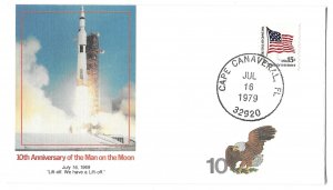 10th Anniversary Man on the Moon, Cape Canaveral, Florida 1979 Cachet Cover