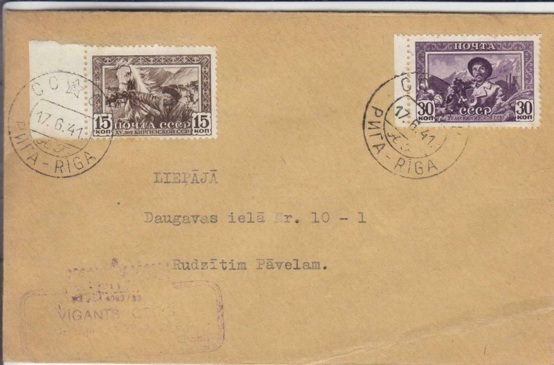 1941, Riga, Latvia, Sc #836-837 on a Philatelic Cover (30990)