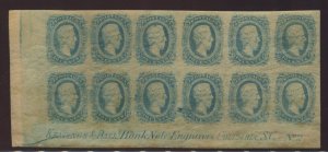 Confederate States 11 Plate Block of 12 Stamps (CSA Handbook 11-KB-i1) LV6442