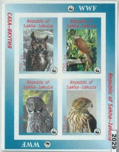 M2029 - RUSSIAN STATE, MINIATURE SHEET: WWF, owls, birds of prey-