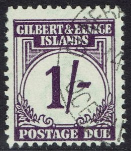 GILBERT AND ELLICE ISLANDS 1940 POSTAGE DUE 1/- USED