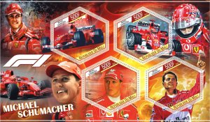 Stamps. Cars. Michael Schumacher 2019 year 1+1 sheets perforated
