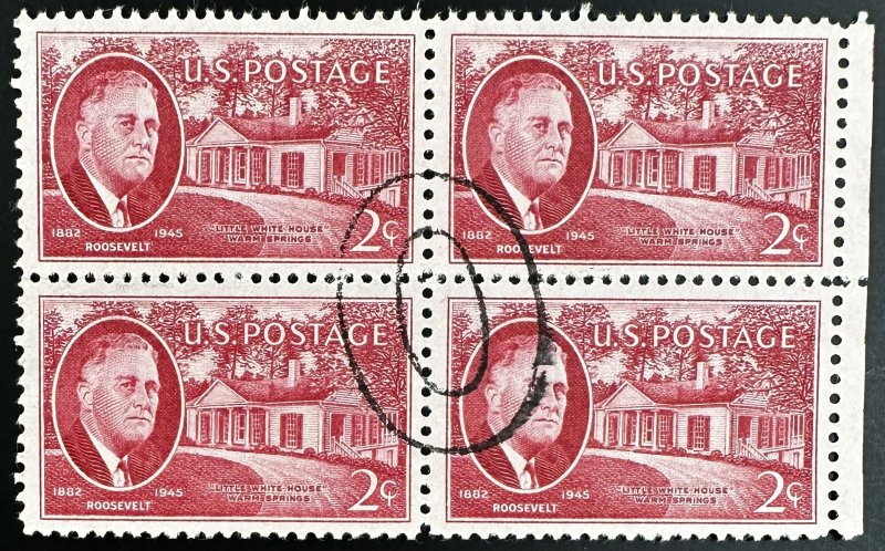 US #931 Used VF Block of 4 - 2c Roosevelt 1945-46 [BB194]