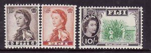 Fiji-Sc#165//170- id9-three unused NH from the  QEII set-1959-63-