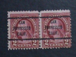 ​UNITED STATES 1923 SC# 554 100 YEARS OLD- G.WASHINGTON PRECANCEL USED PAIR VF