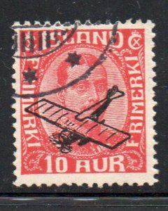 Iceland Sc C1 1928 19 aur Airplane overprint  stamp used