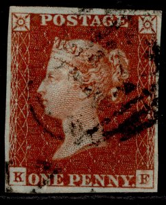 GB QV SG8, 1d red-brown PLATE 45, FINE USED. Cat £50.  KF 