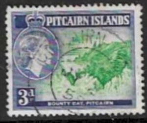 PITCAIRN ISLANDS SG22 1957 3d EMERALD & DEEP ULTRAMARINE FINE USED