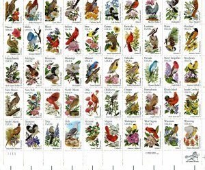 US Scott #1953-2002 State Birds and Flowers Sheet MNH. Free Shipping.L