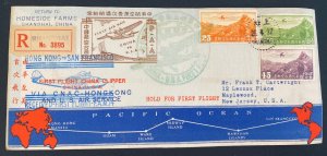 1937 Shanghai China First Flight Airmail Cover FFC to Maplewood NJ USA