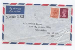 Great Britain Scott# MH23A  type 2, MH70  used on cover to U.S.A.