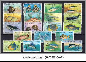 ST. VINCENT - 1975 FISH / MARINE LIFE / DEFINITIVES SCOTT#407-425 19V MLH