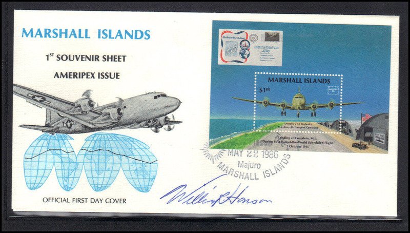 Event FDC Marshall Islands Aircraft Souvenir Sheet (Cachet-U/A) BoxCV0353