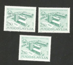YUGOSLAVIA - 3 MNH STAMPS- UNIVERSITY NOVI SAD - 1980. (A)
