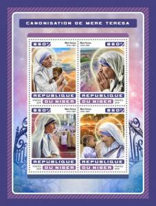 NIGER - 2016 - Mother Teresa Canonization - Perf 4v Sheet - MNH