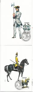 63758 - SPAIN - POSTAL HISTORY: set of 6  MAXIMUM CARD 1975 -  UNIFORMS