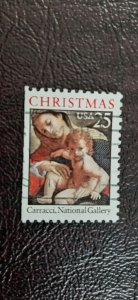 US Scott # 2427; used 25c Christmas from 1989; VF centering; off paper