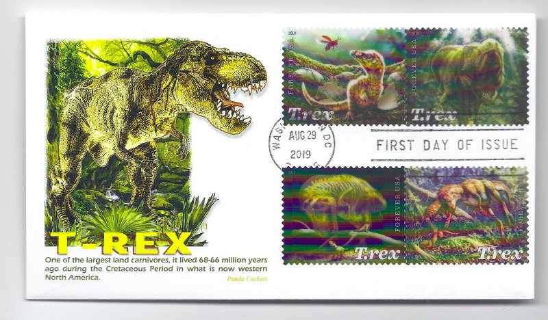 5410-13 Tyrannosaurus T-REX Panda Cachets, FDC 