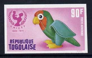 Togo 1971 Toy Parrot 90f imperf from UNICEF Anniversary s...