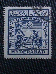 ​INDIA-HYDERABAD STATE-1946-SC#51- 76YEARS OLD-SOLDIERS COME HOME AFTER WW II