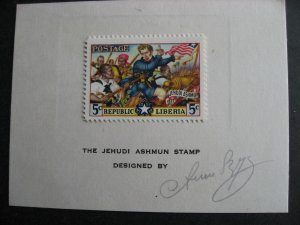 Liberia Arthur Szyk signature signed card with Sc 312 ex Bileski 