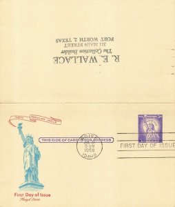 UY17 3c STATUE OF LIBERTY REPLY POSTCARD - Fluegel cachet