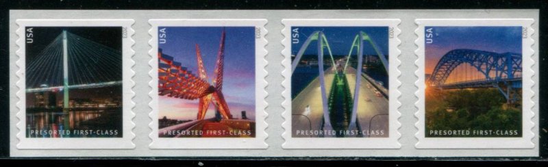 5811a US (25c) Bridges SA spaced coil, MNH strip/4 w/o back #