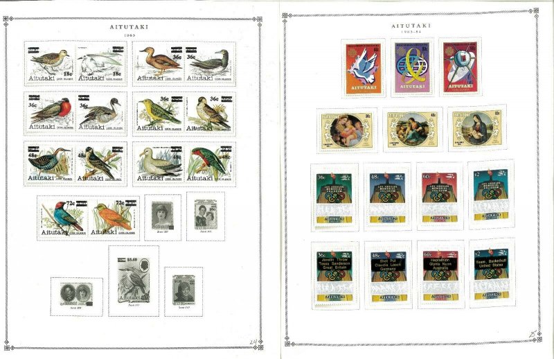 Aitutaki 1903-1988 MNH & LH in Mounts (1 used) on Scott International Pages