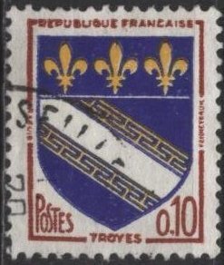 France 1041 (used) 10c arms of Troyes (1962)